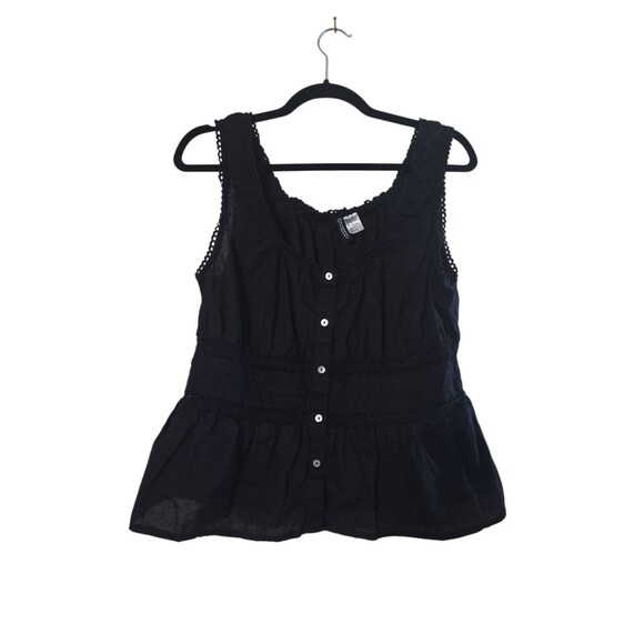 divided By H&M Women's Black Tank Top Button Up Size Large - Picture 1 of 3